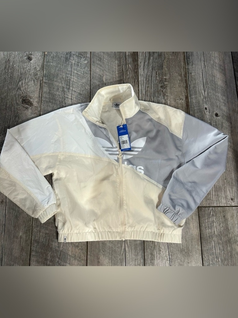 Adidas Cream and Gray Colorblock Jacket